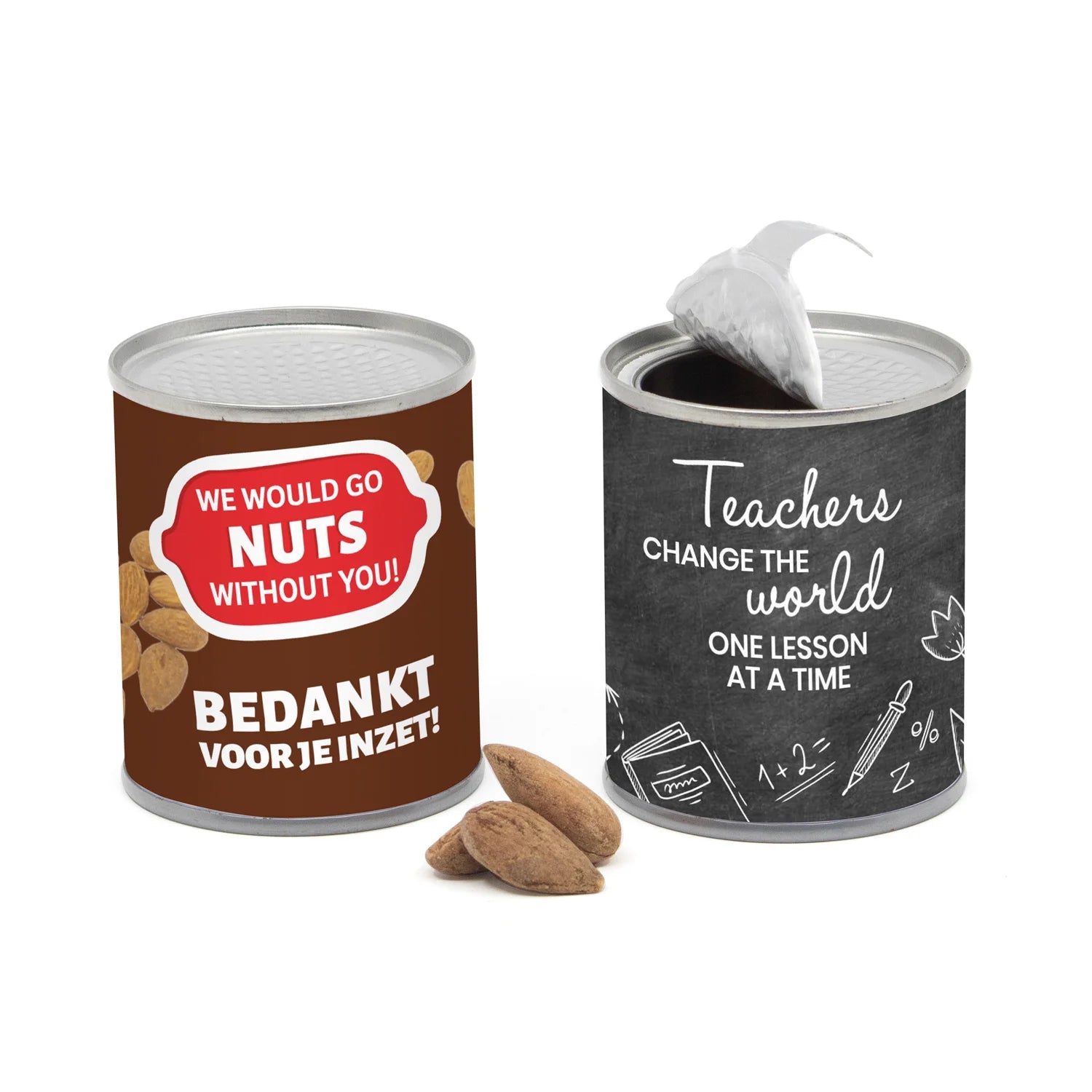 Blikje gezouten amandelen - Leraar - Bedankjes.nl