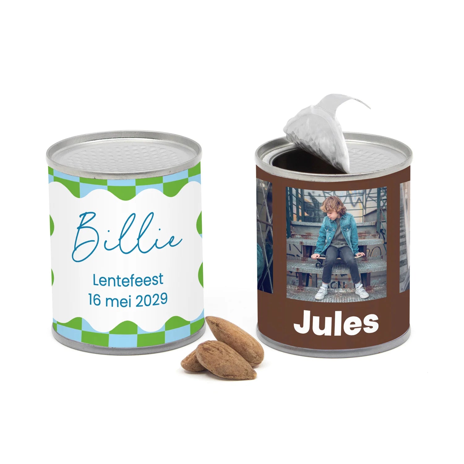 Blikje gezouten amandelen - Communie jongens