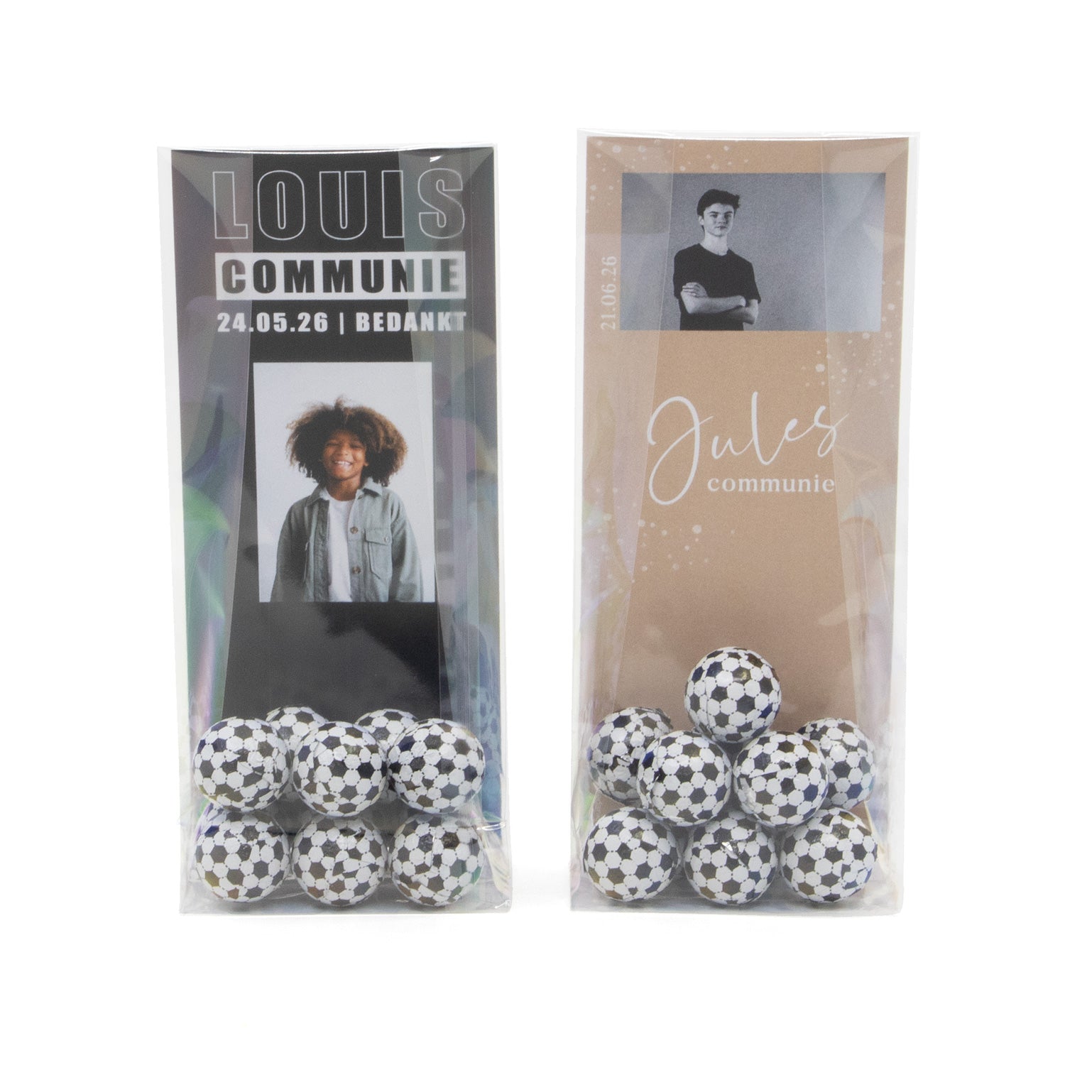 Blisterzak met voetballen - Communie jongens - Bedankjes.nl