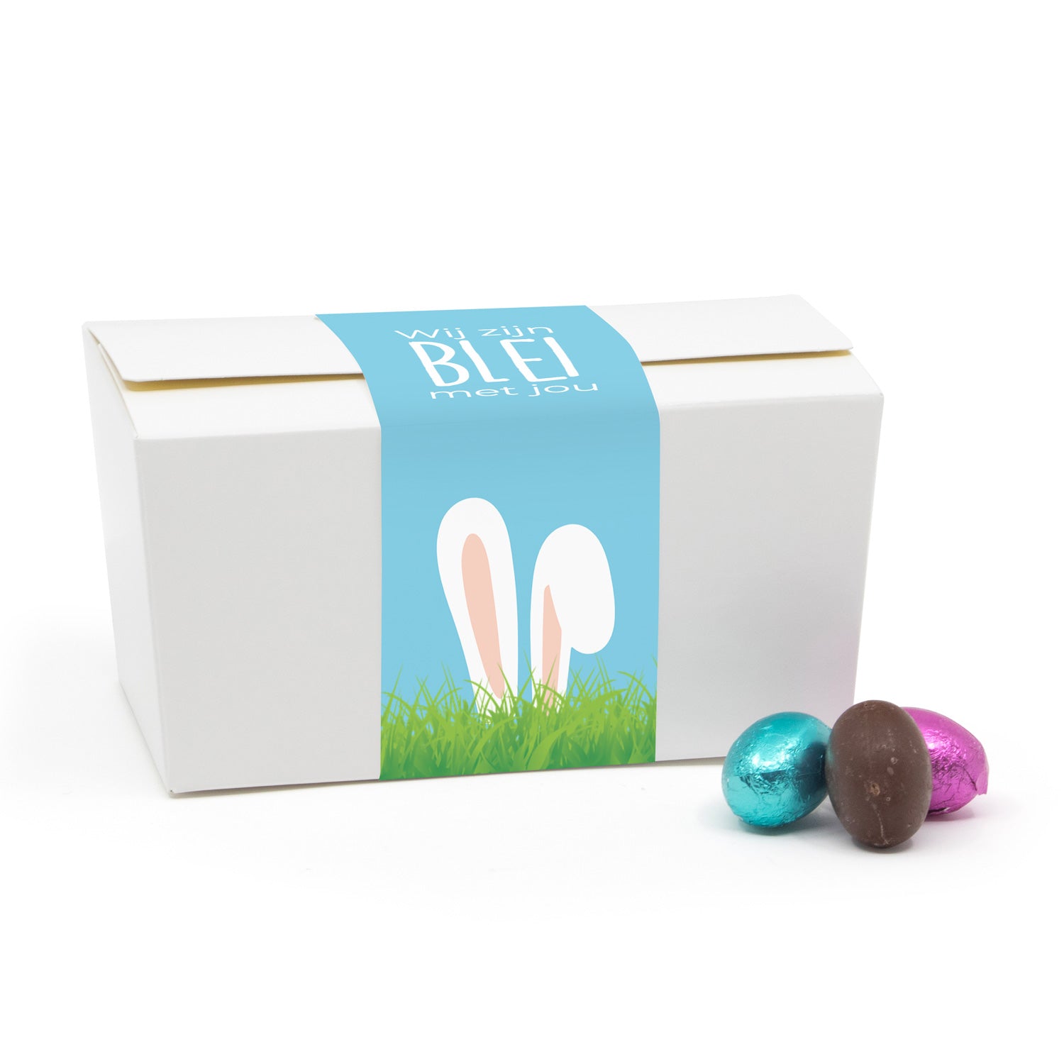 Bonbondoos met paaseitjes en eigen sleeve - Pasen - Bedankjes.nl