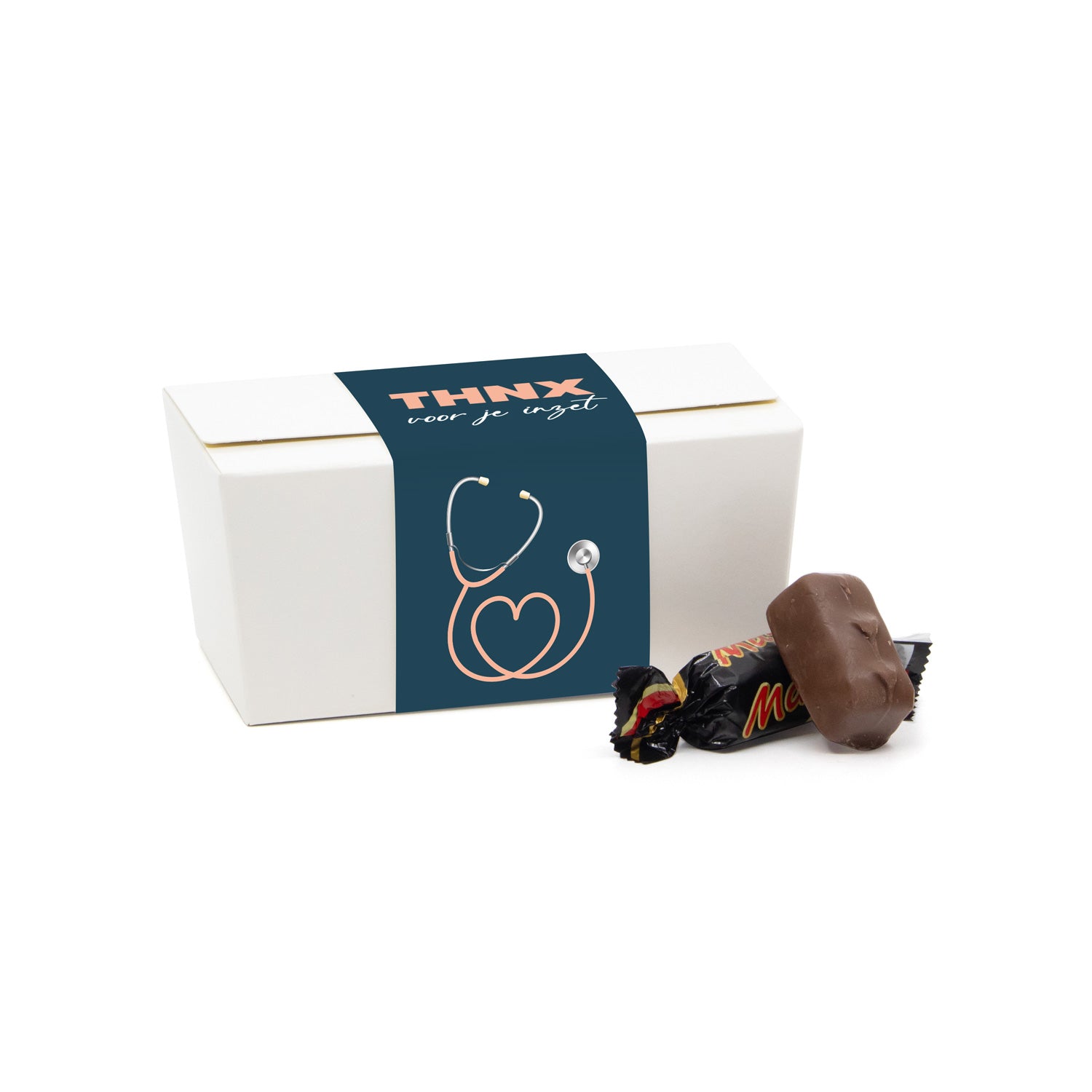 Bonbondoosje met chocolade en etiket - Verpleging - Bedankjes.nl