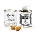 Blikje Borrelnootjes met logo - Leraar - Bedankjes.nl