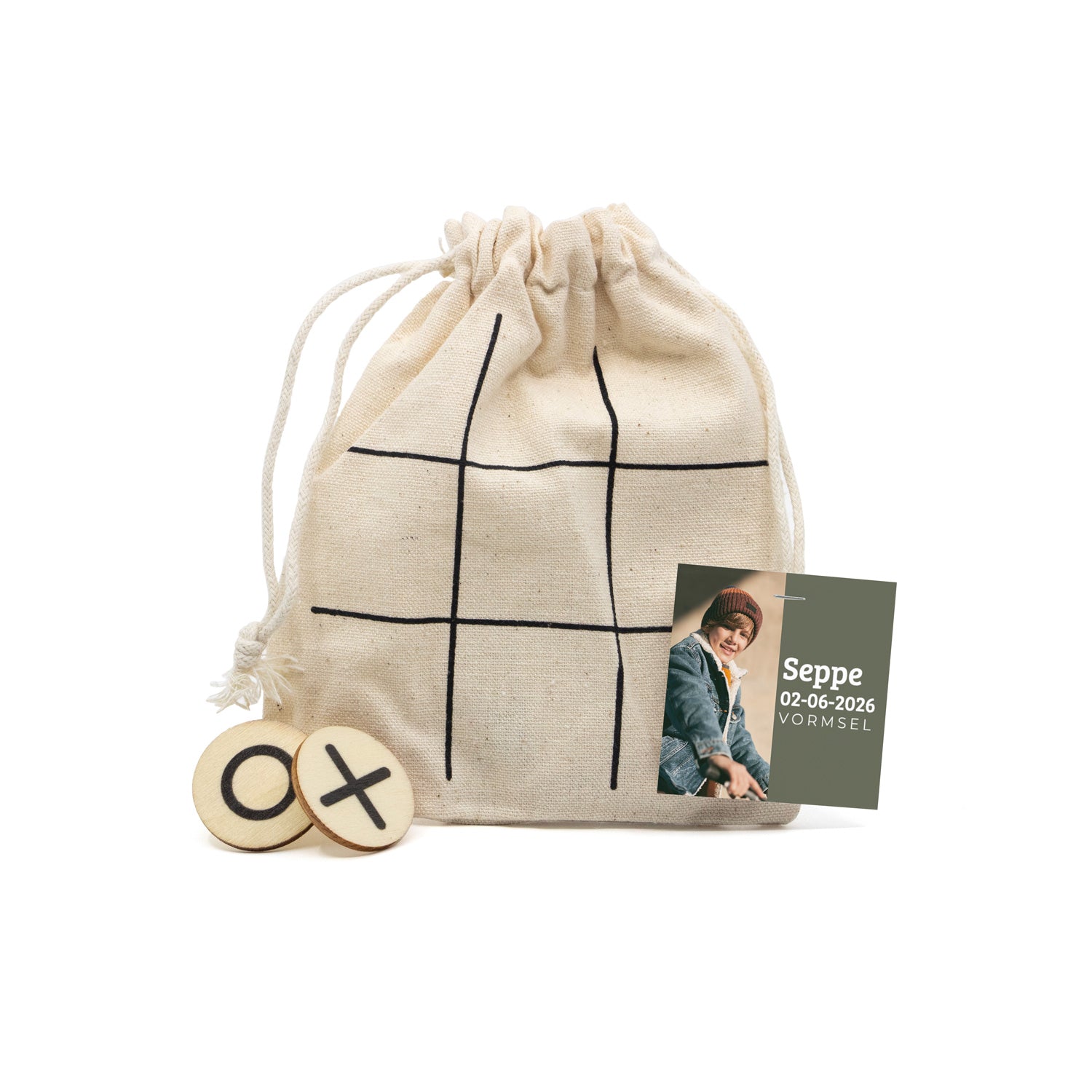 Boter kaas en eieren met eigen kaartje - Communie jongen - Bedankjes.nl