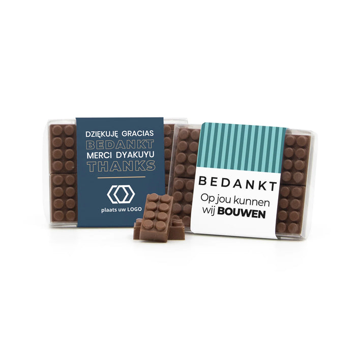 Chocolade bouwstenen met eigen sleeve - Vrijwilliger Chocolade bouwstenen met eigen sleeve - Vrijwilliger