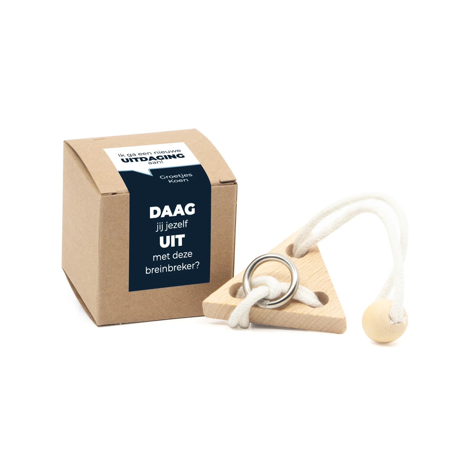 Kubusdoosje met breinbreker driehoek - Afscheid collega - Bedankjes.nl