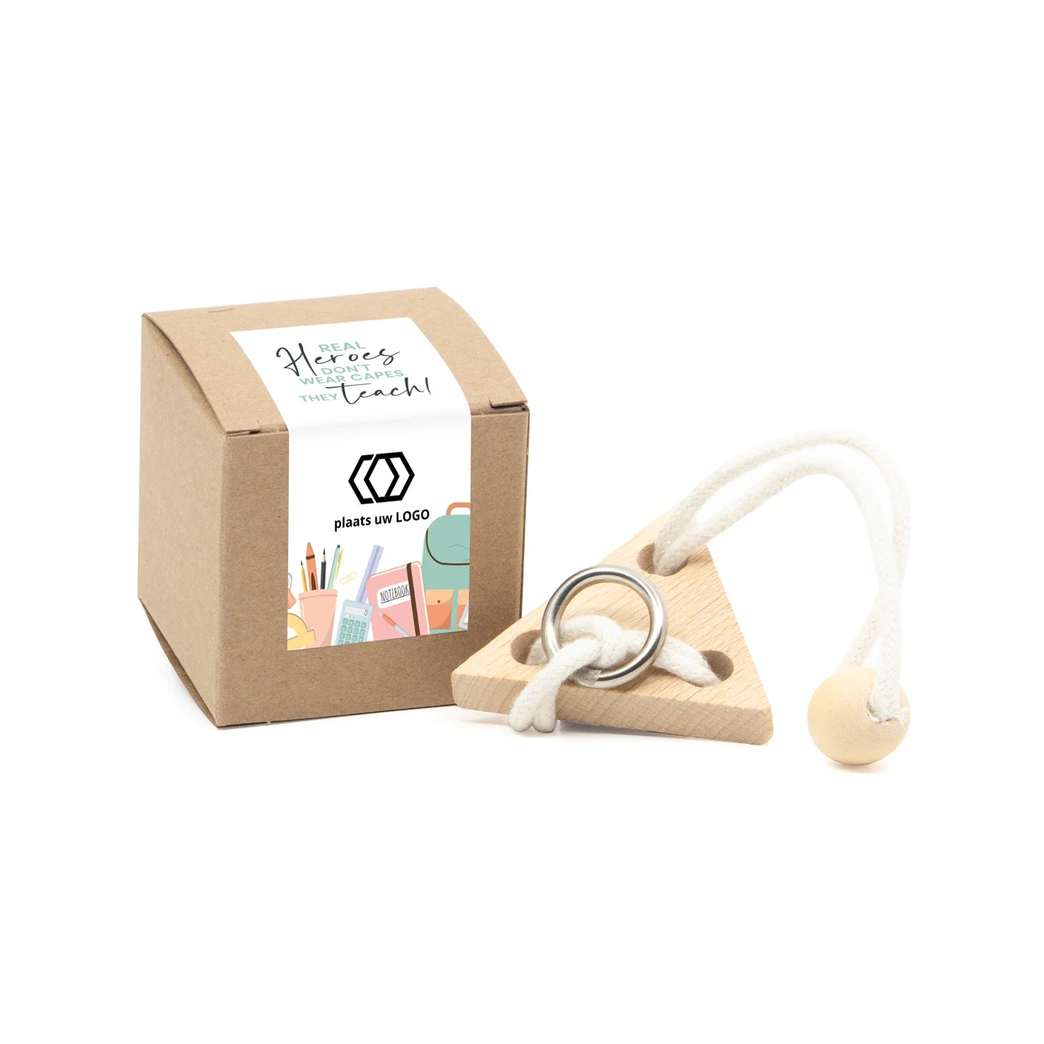 Kubusdoosje met breinbreker driehoek- Leraar - Bedankjes.nl