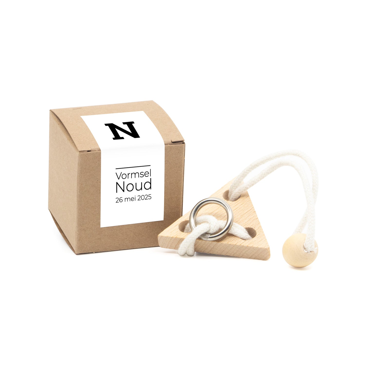 Kubusdoosje met breinbreker driehoek- Communie jongen - Bedankjes.nl