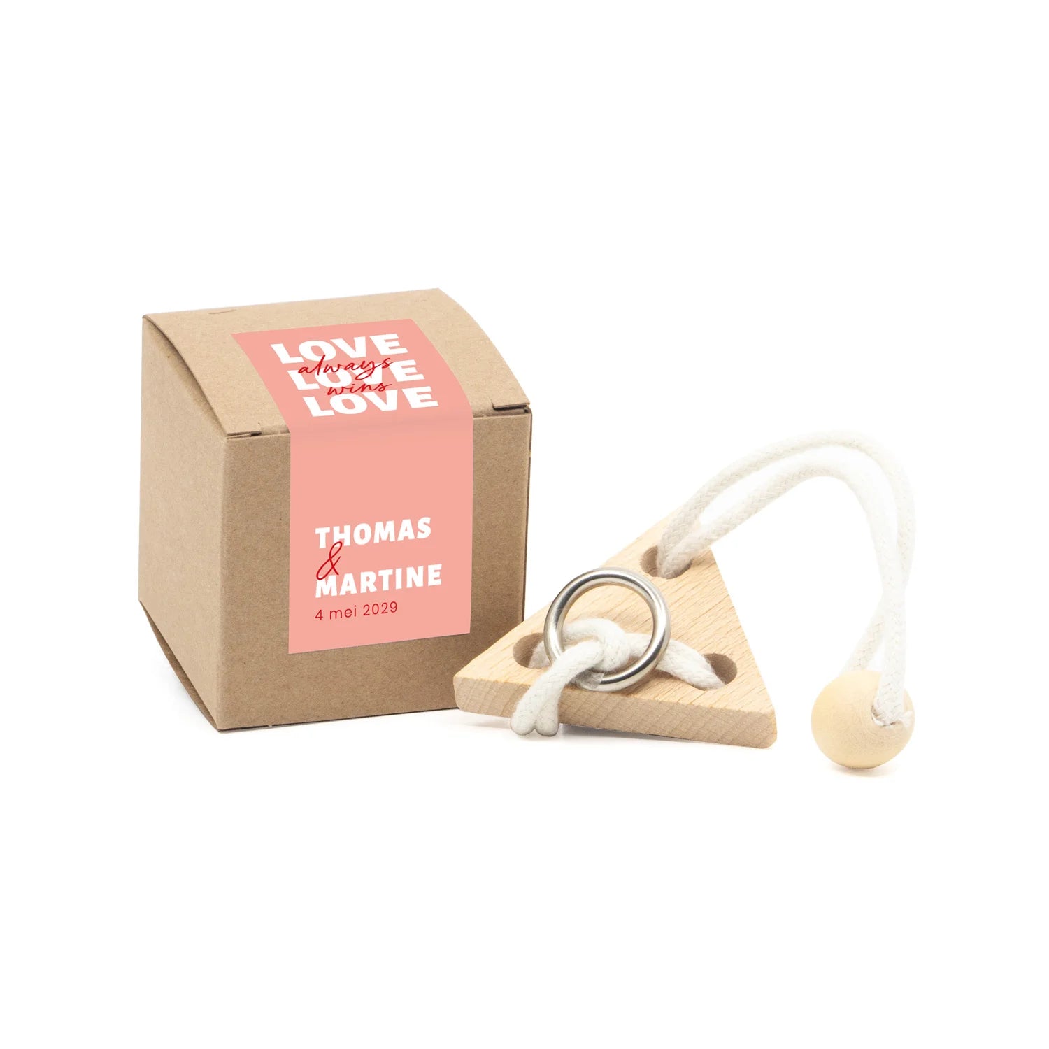 Kubusdoosje met breinbreker driehoek- Trouwen - Bedankjes.nl