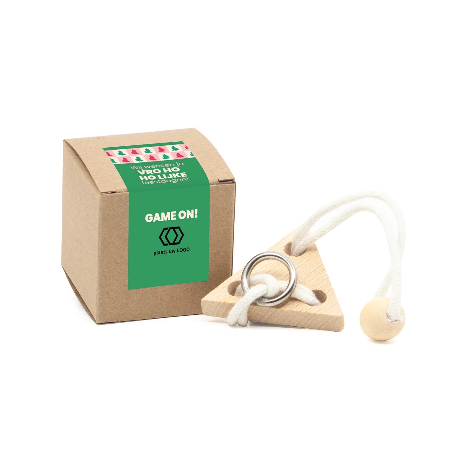 Kubusdoosje met breinbreker driehoek- Kerst - Bedankjes.nl