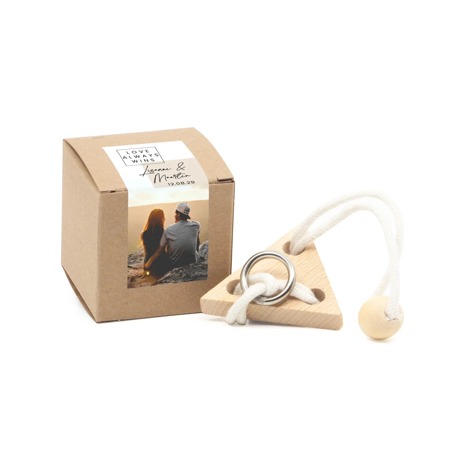 Kubusdoosje met breinbreker driehoek- Trouwen - Bedankjes.nl