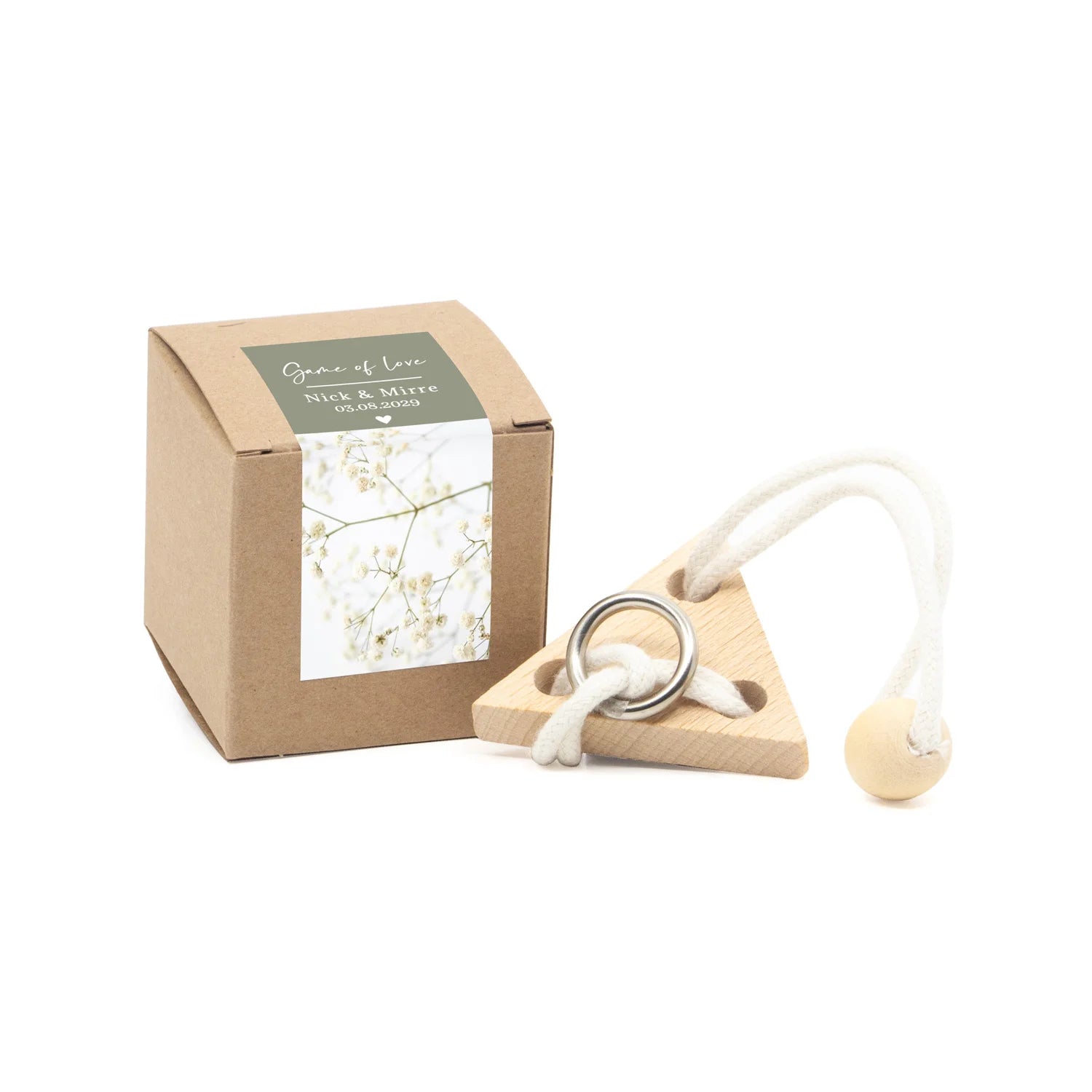 Kubusdoosje met breinbreker driehoek- Trouwen - Bedankjes.nl