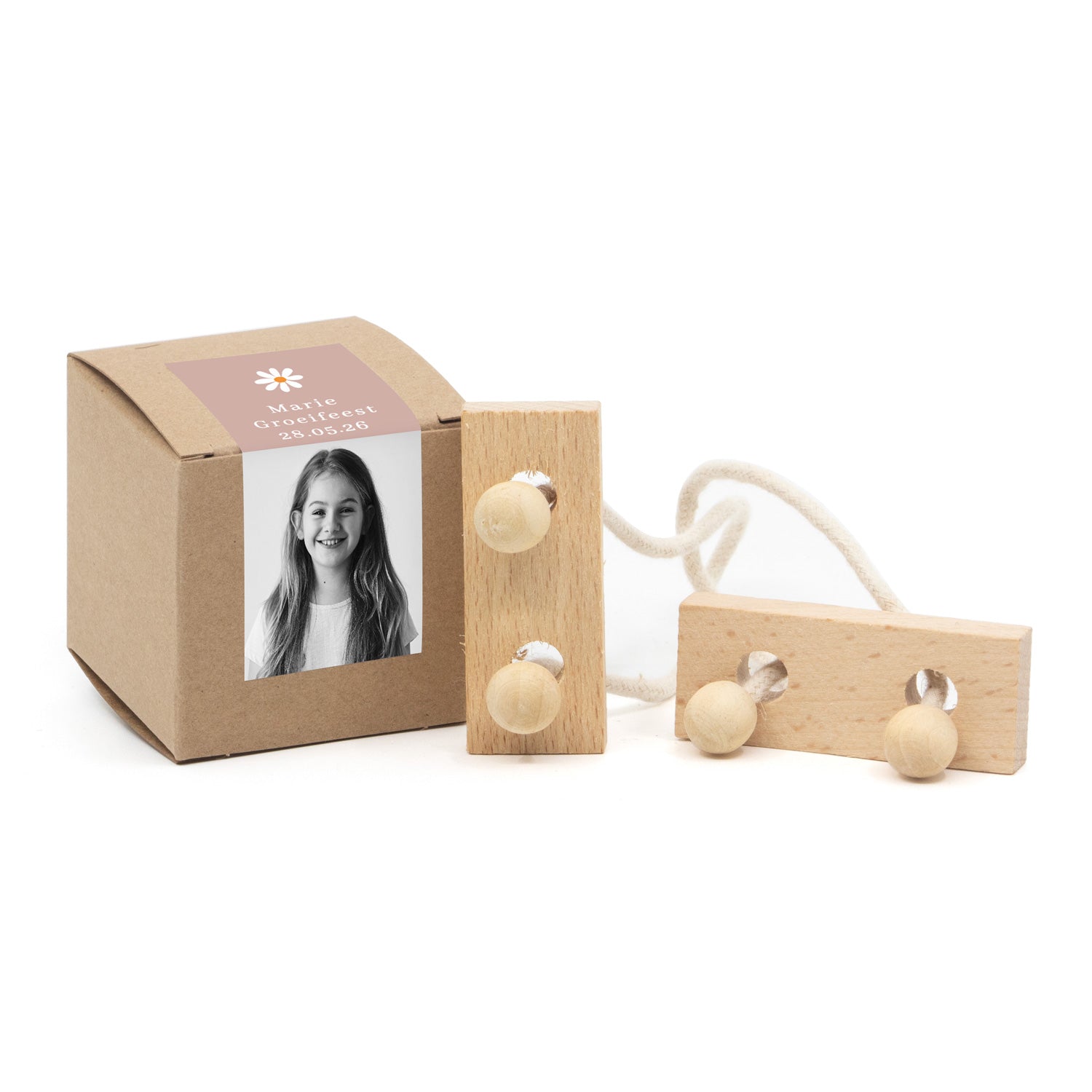 Kubusdoosje met breinbreker - Communie meisje - Bedankjes.nl