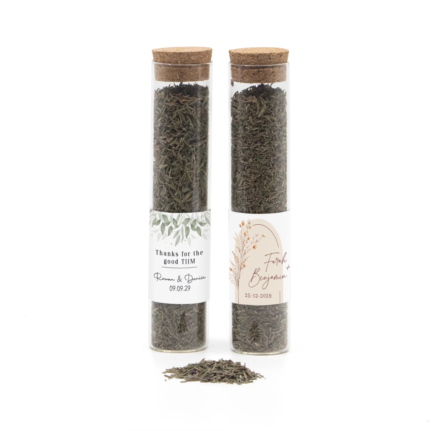 Glazen buisje met tijm - Trouwen - Bedankjes.nl