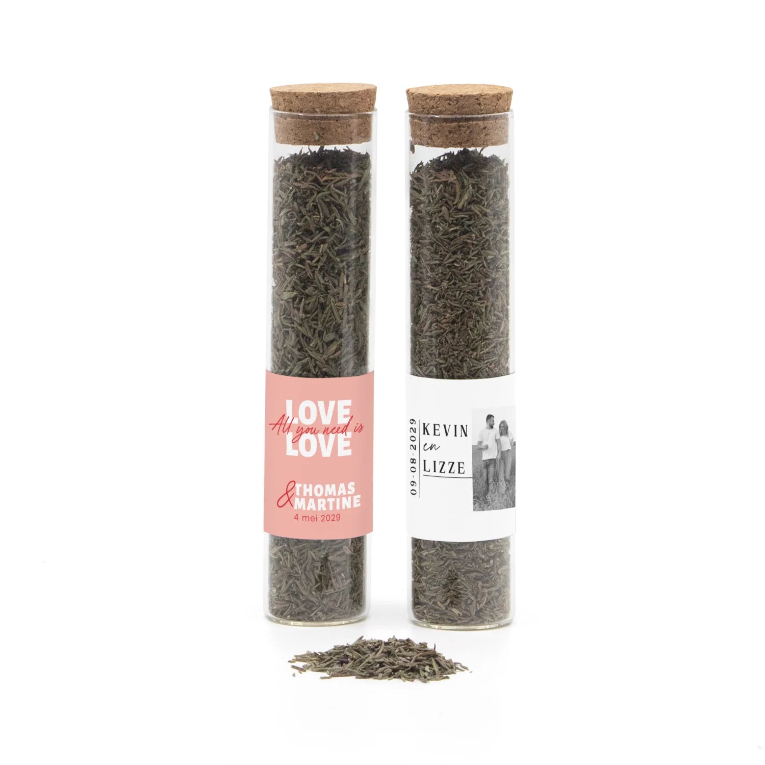 Glazen buisje met tijm - Trouwen - Bedankjes.nl