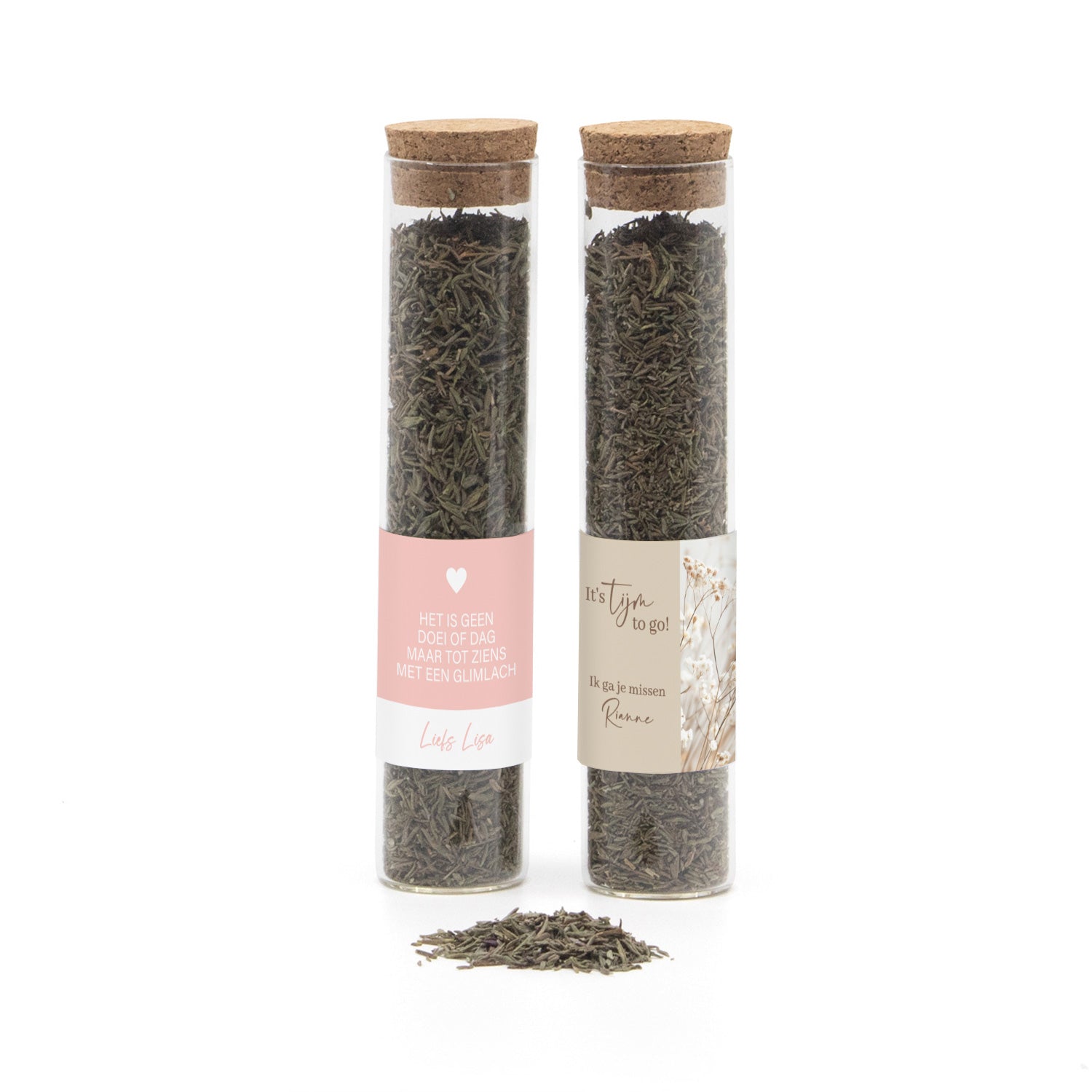 Glazen buisje met Tijm to Go! - Afscheid collega - Bedankjes.nl