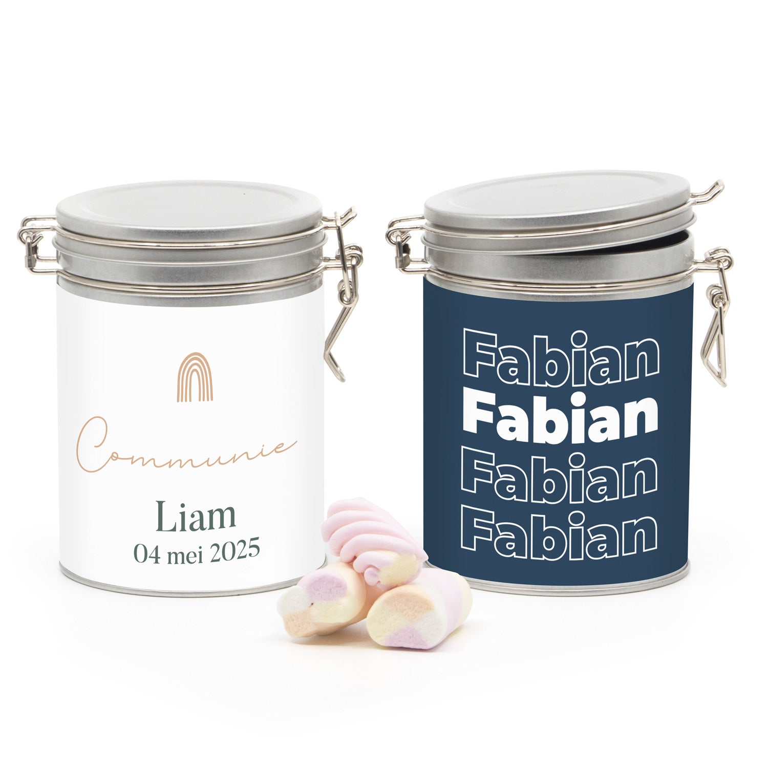 Beugelblik met eigen wikkel - Communie jongens - Bedankjes.nl