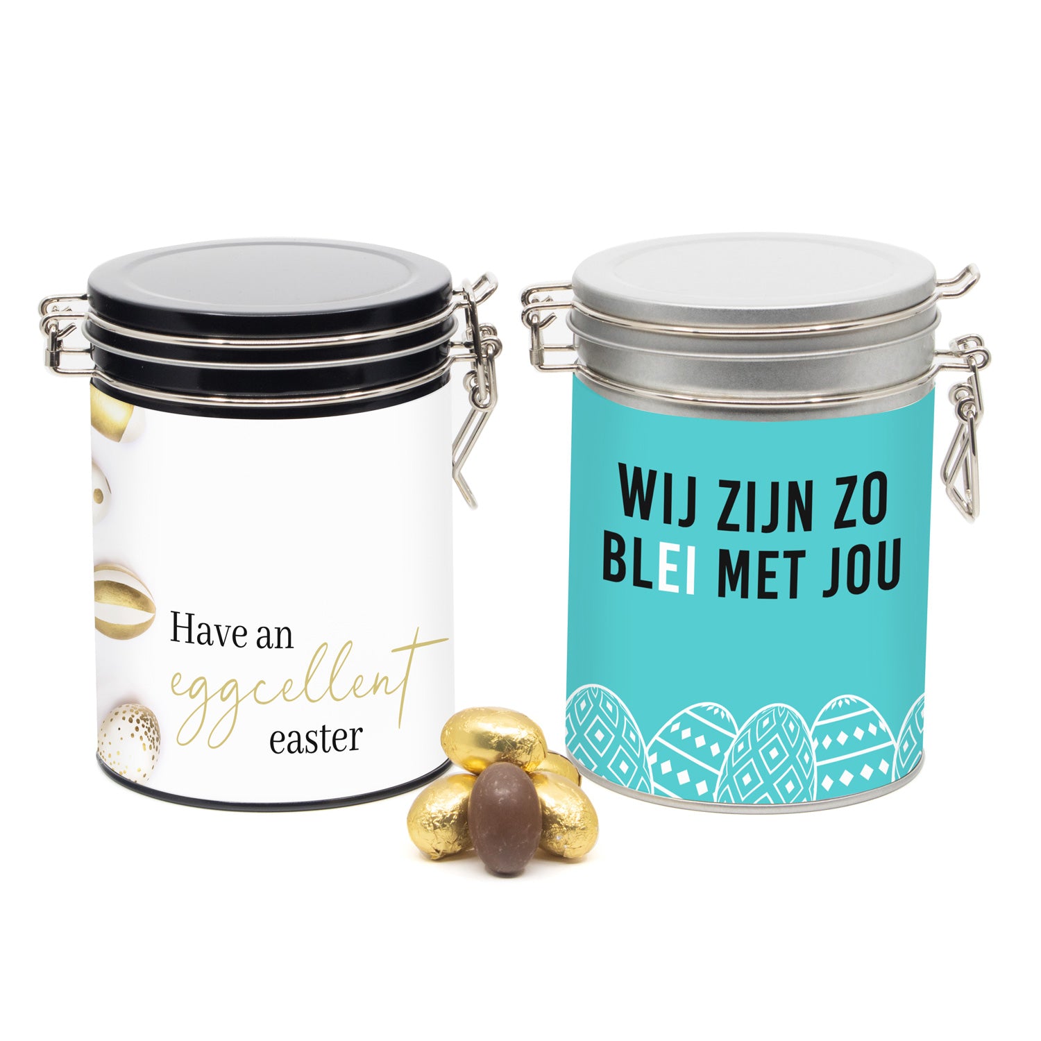 Beugelblik Paaseitjes met eigen wikkel - Pasen - Bedankjes.nl