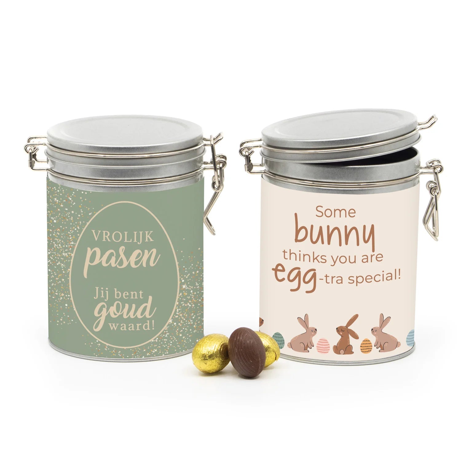 Beugelblik Paaseitjes met eigen wikkel - Pasen - Bedankjes.nl