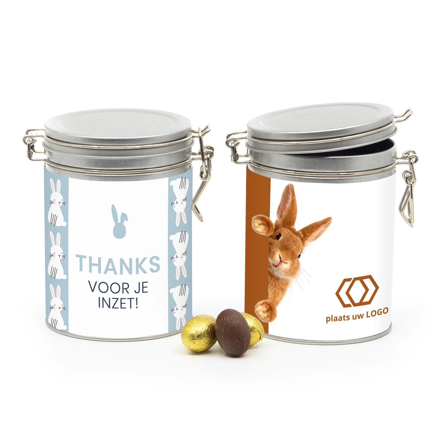 Beugelblik Paaseitjes met eigen wikkel - Pasen - Bedankjes.nl