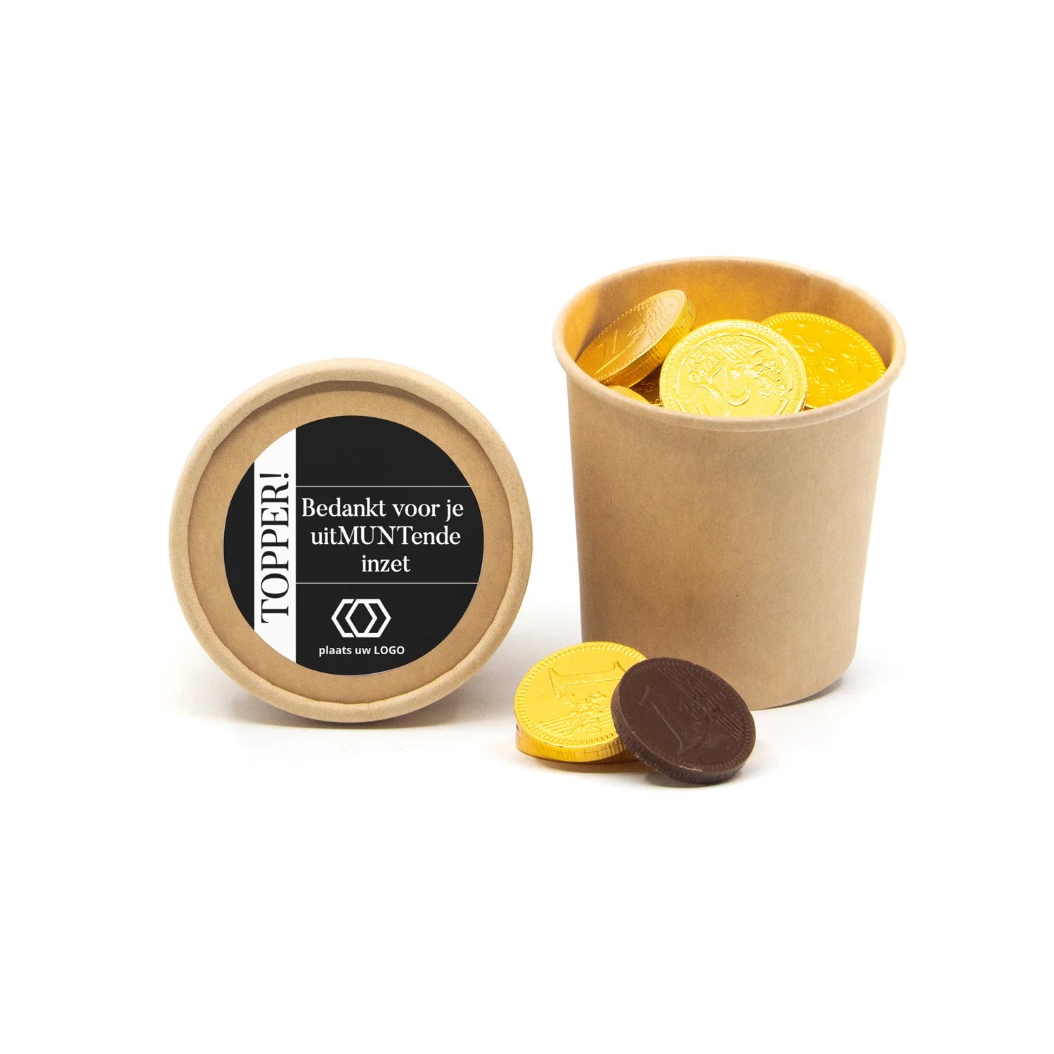 Bio kraftbekertje met chocolade munten - Vrijwilliger