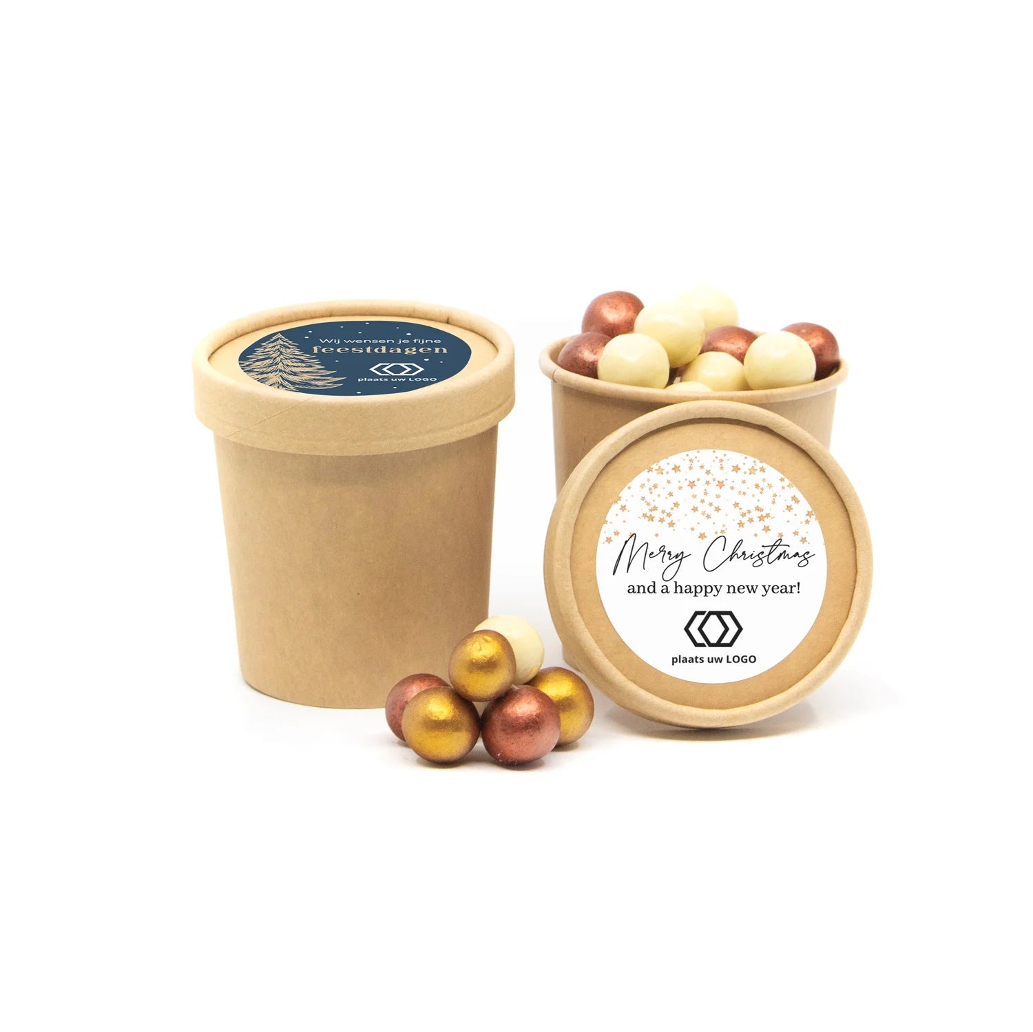 Bio kraftbekertje met Chocolade - Kerst - Bedankjes.nl