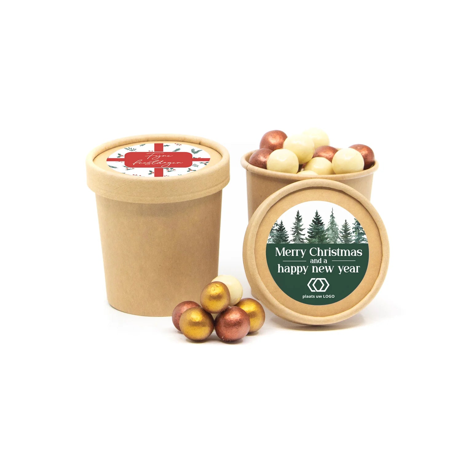 Bio kraftbekertje met Chocolade - Kerst - Bedankjes.nl