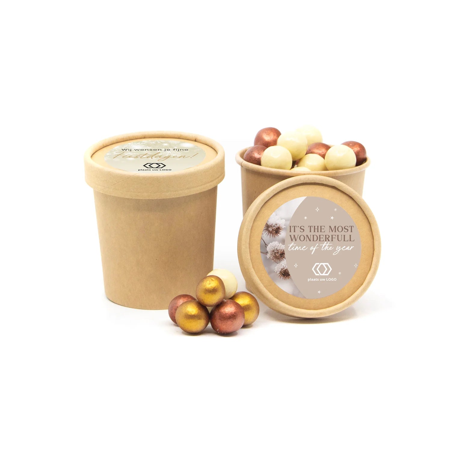 Bio kraftbekertje met Chocolade - Kerst - Bedankjes.nl