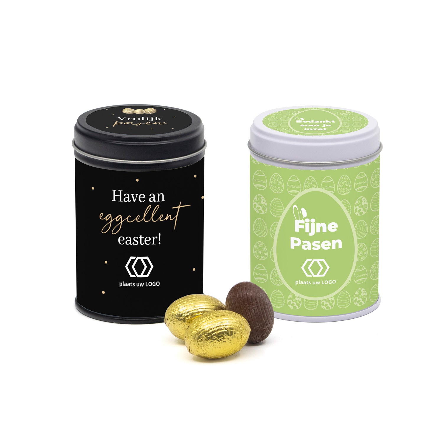 Blik met paaseitjes en eigen wikkel - Pasen - Bedankjes.nl