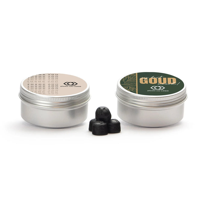 Aluminium blik met snoepjes - Zakelijk Aluminium blik met snoepjes - Zakelijk