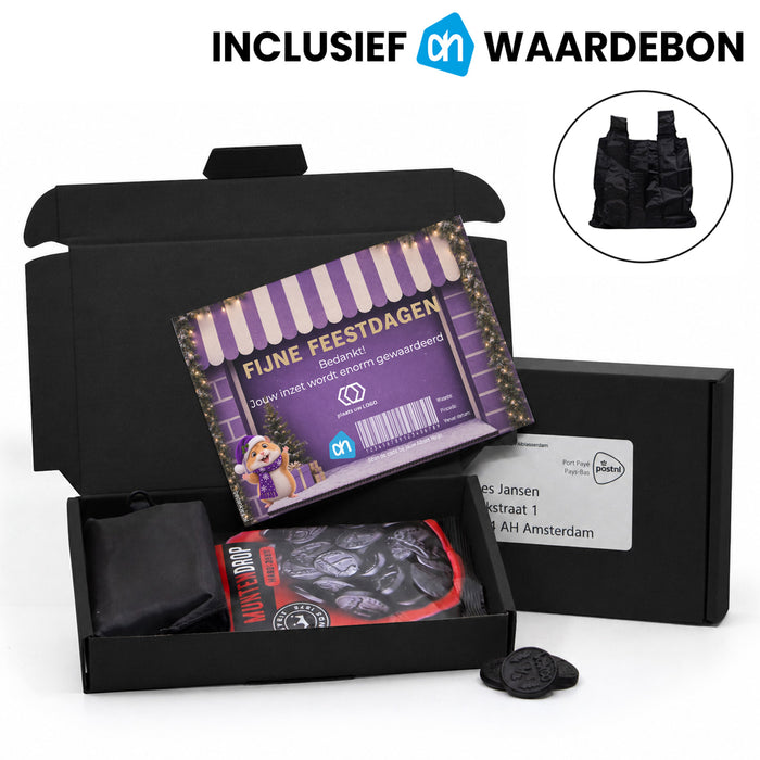 AH pakketje met cadeaubon, muntdrop en tasje - Kerst AH pakketje met cadeaubon, muntdrop en tasje - Kerst