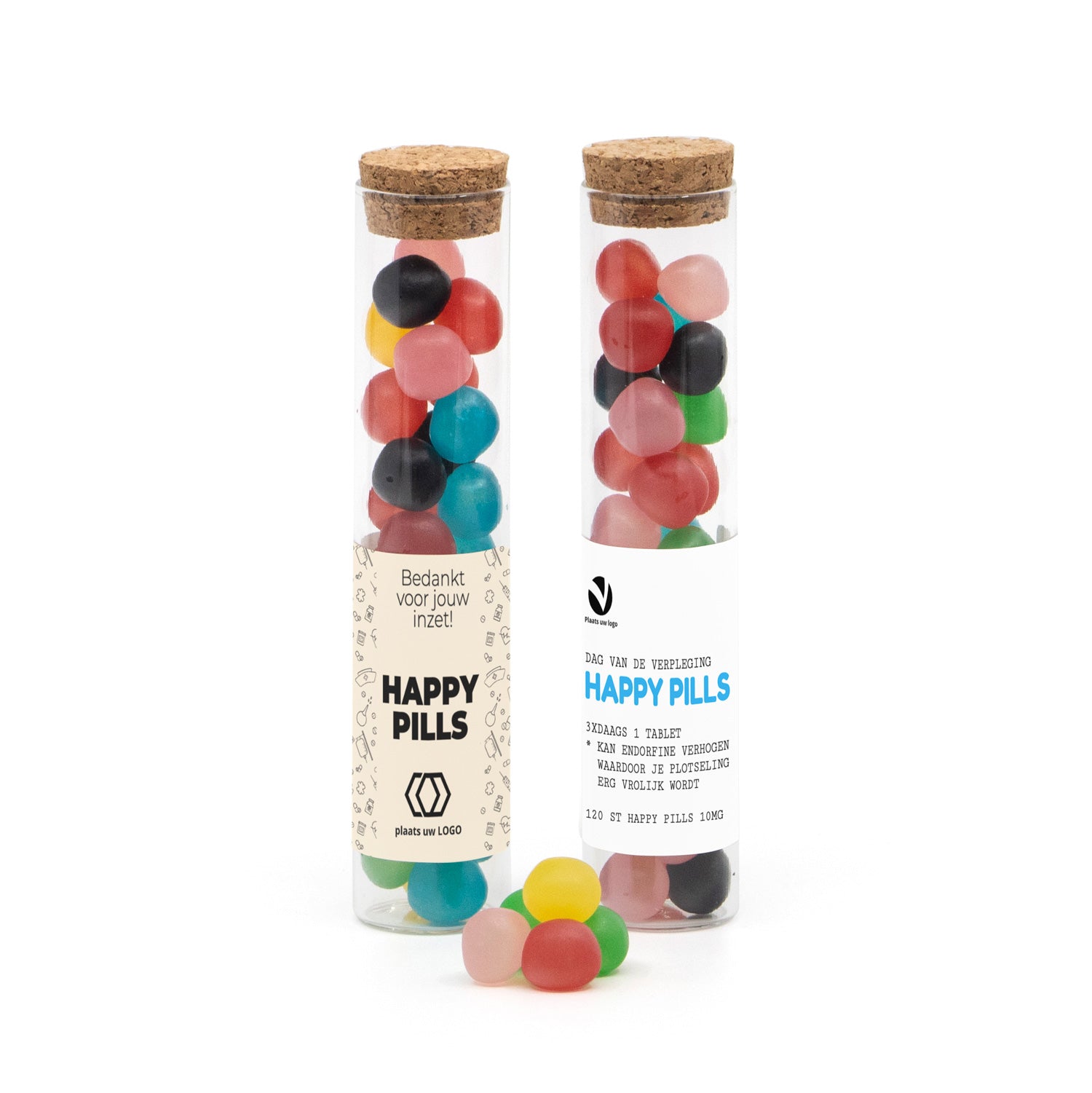 Glazen buisje met happy pills - Verpleging - Bedankjes.nl