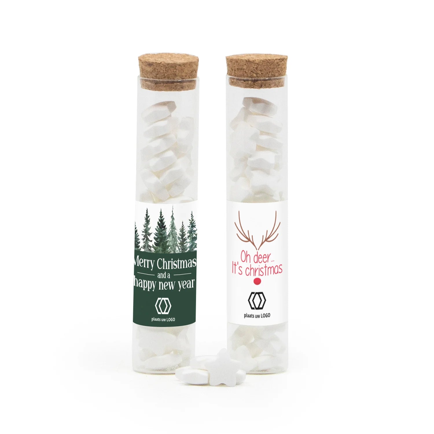 Glazen buisje met snoepjes - Kerst - Bedankjes.nl