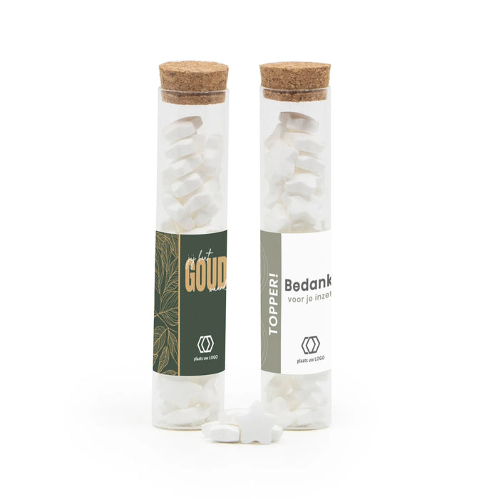 Glazen buisje met snoepjes - Zakelijk Glazen buisje met snoepjes - Zakelijk