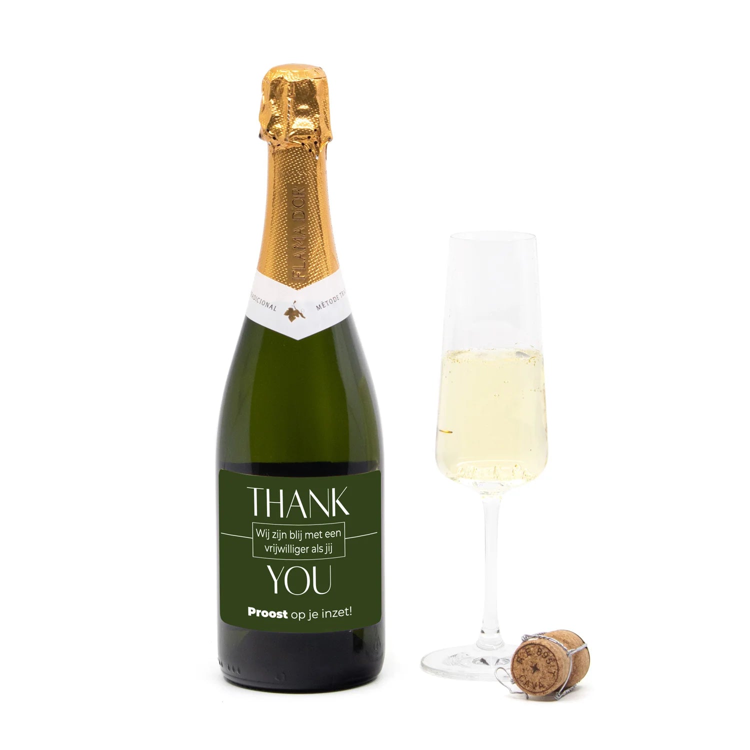 Fles cava met persoonlijk etiket - Vrijwilliger