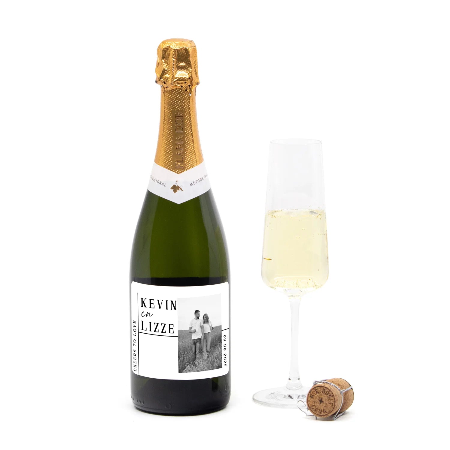 Fles cava met persoonlijk etiket - Trouwen - Bedankjes.nl