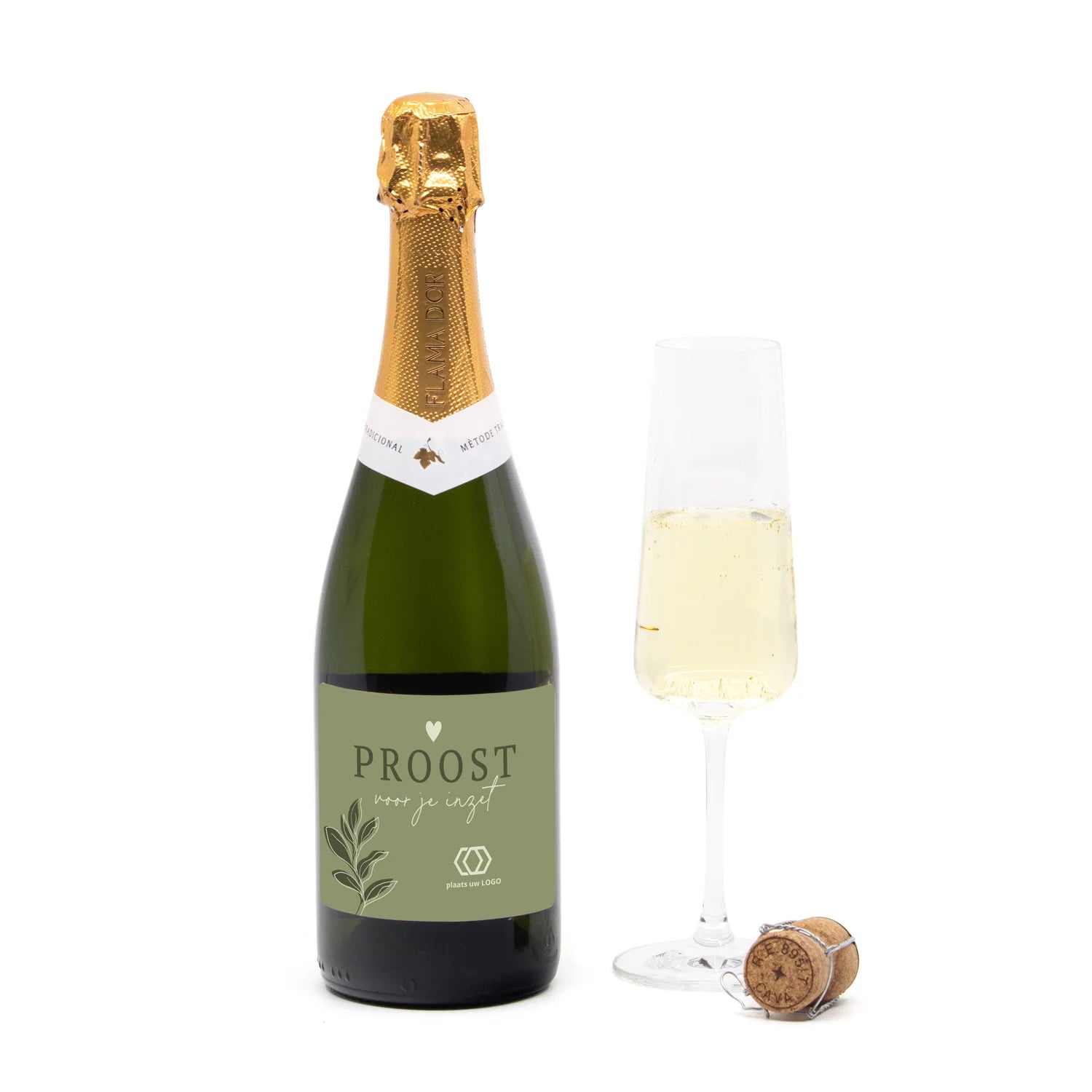 Fles cava met persoonlijk etiket - Vrijwilliger
