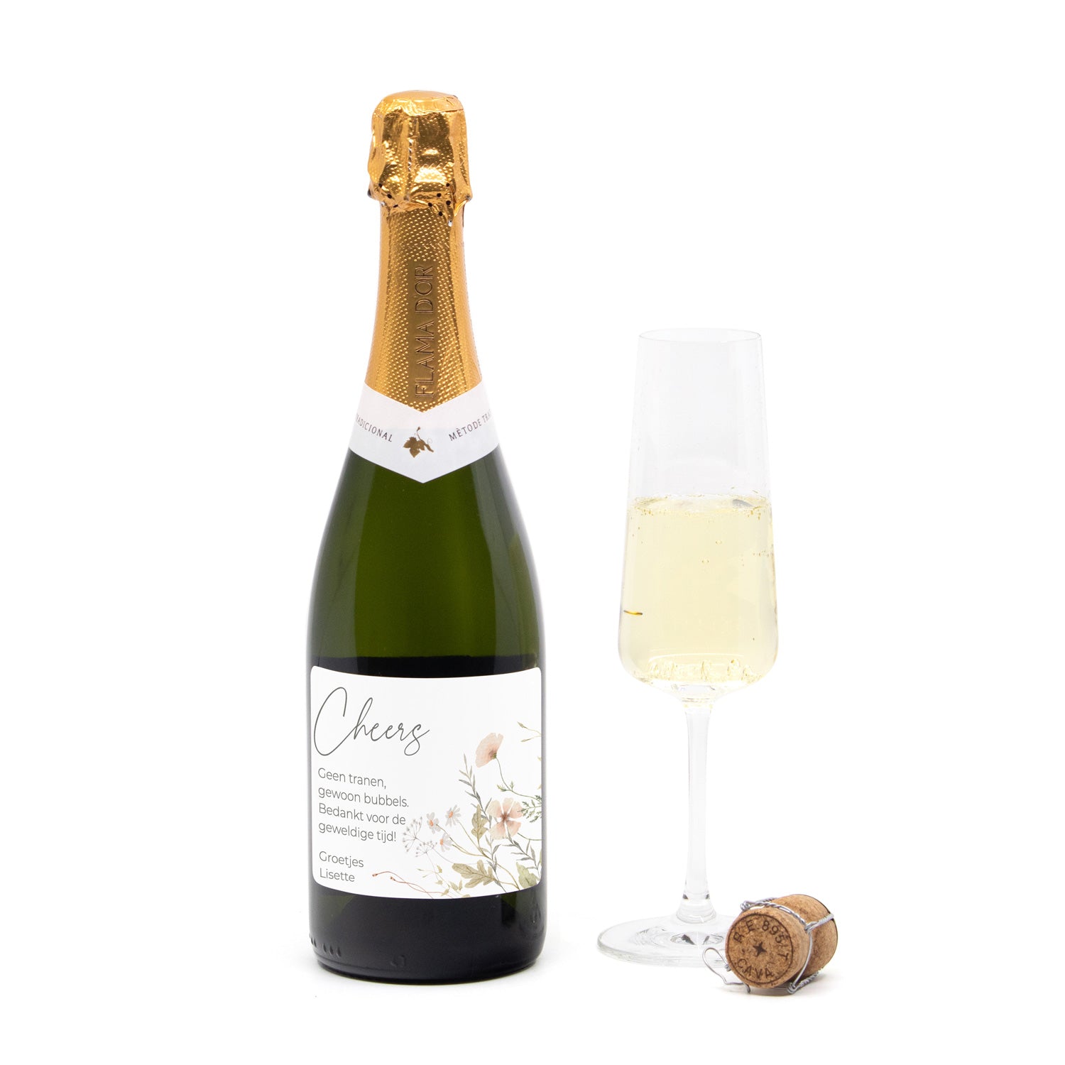 Fles cava met persoonlijk etiket - Collega