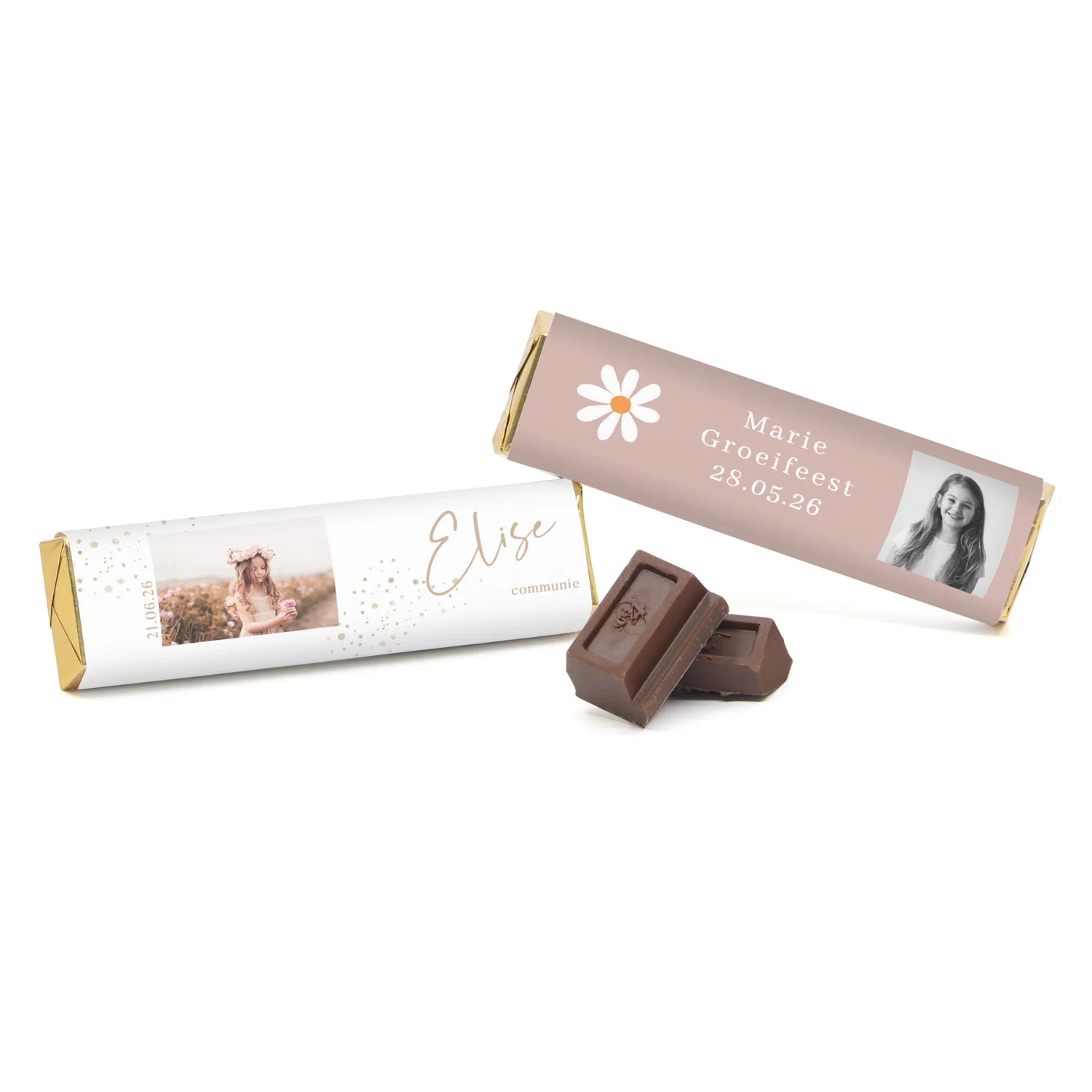 Chocoladereep met eigen wikkel - Communie meisjes