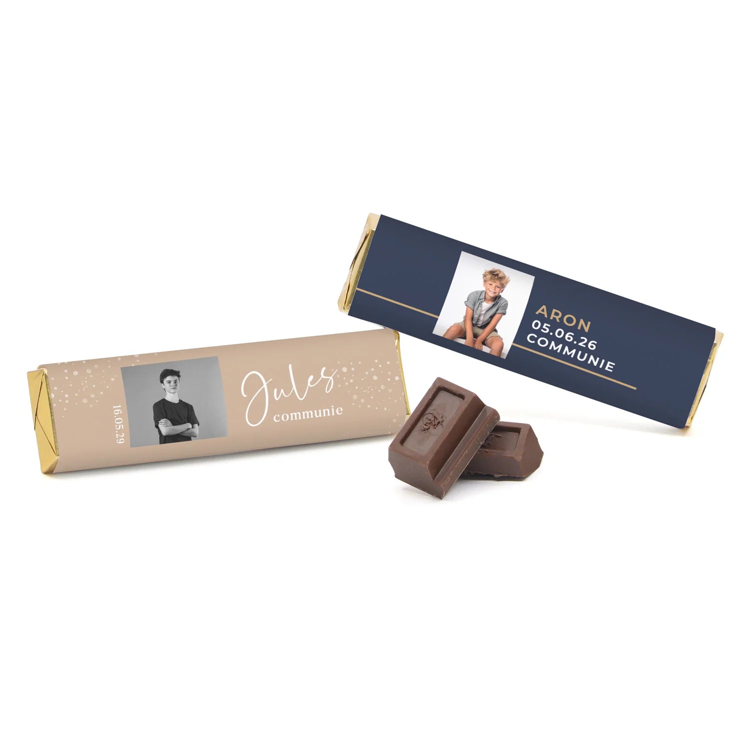 Chocoladereep met persoonlijk wikkel - Communie jongens