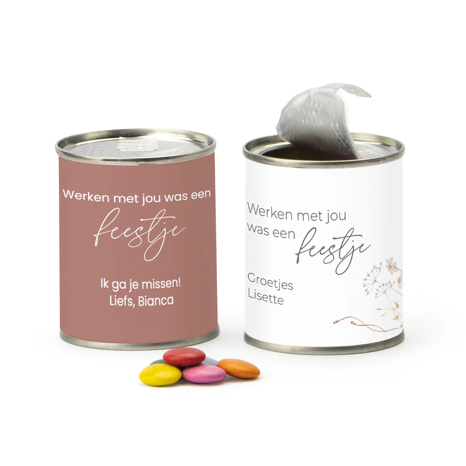 Blikje chocofeest - Afscheid collega - Bedankjes.nl