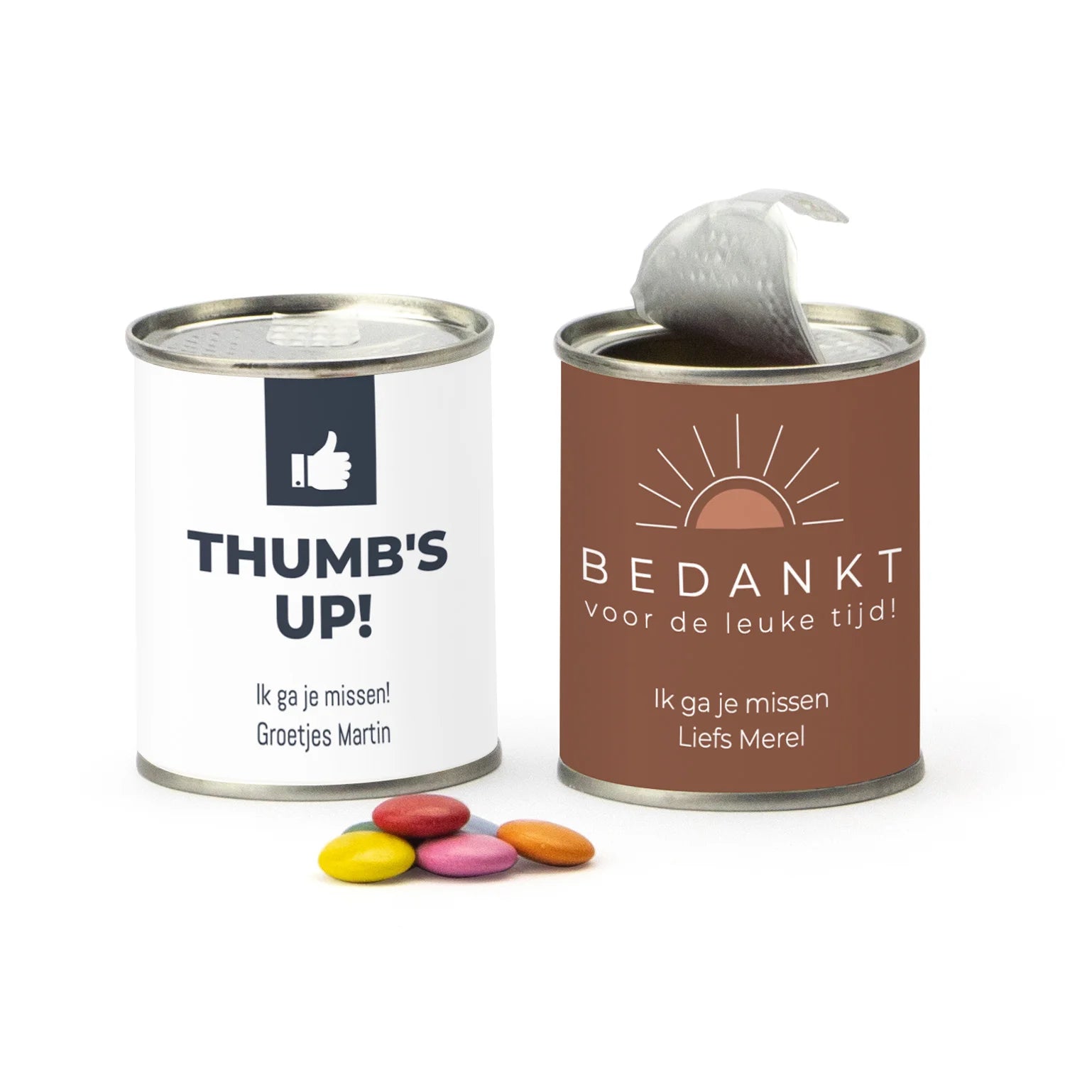 Blikje chocofeest - Afscheid collega - Bedankjes.nl