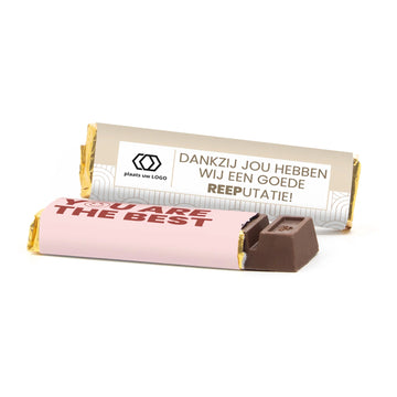 Chocoladereep 75 gram met eigen wikkel - Zakelijk Chocoladereep 75 gram met eigen wikkel - Zakelijk