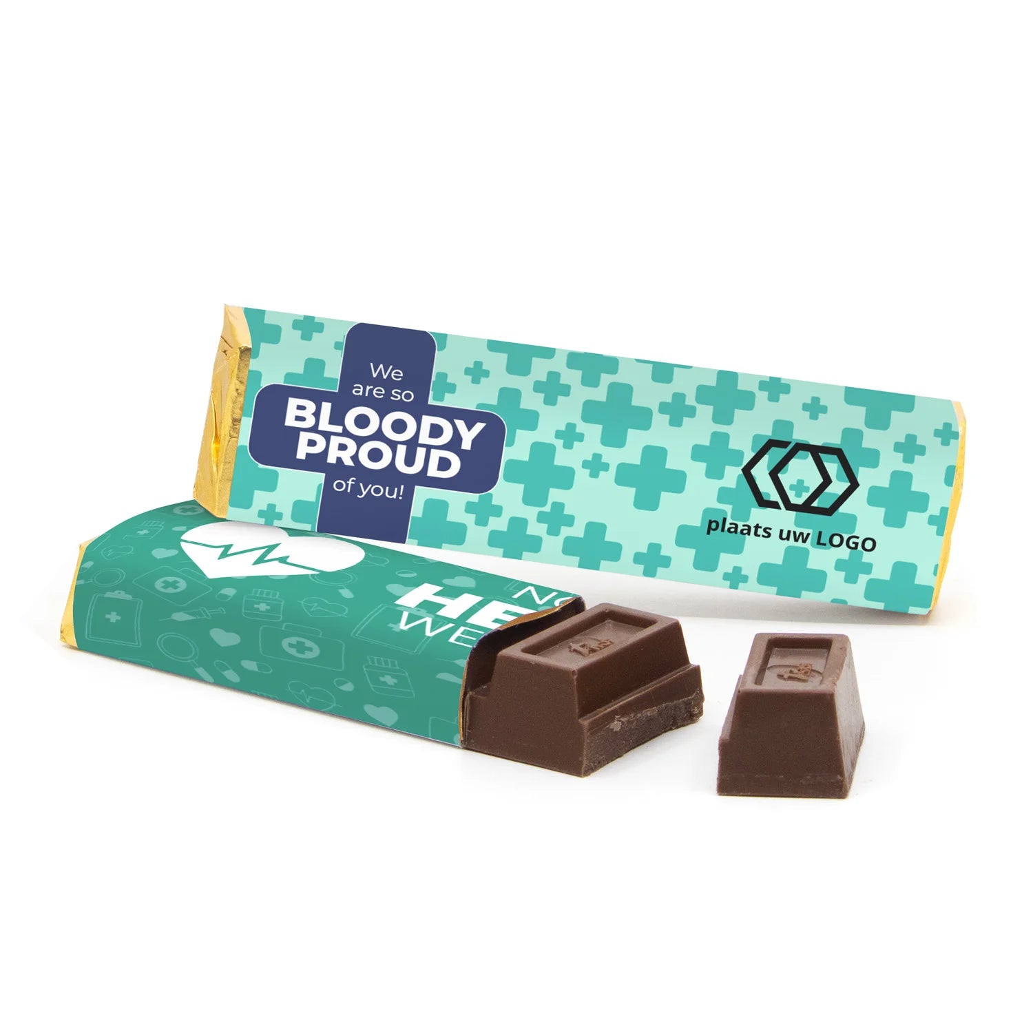 Chocoladereep 75 gram met eigen wikkel - Verpleging