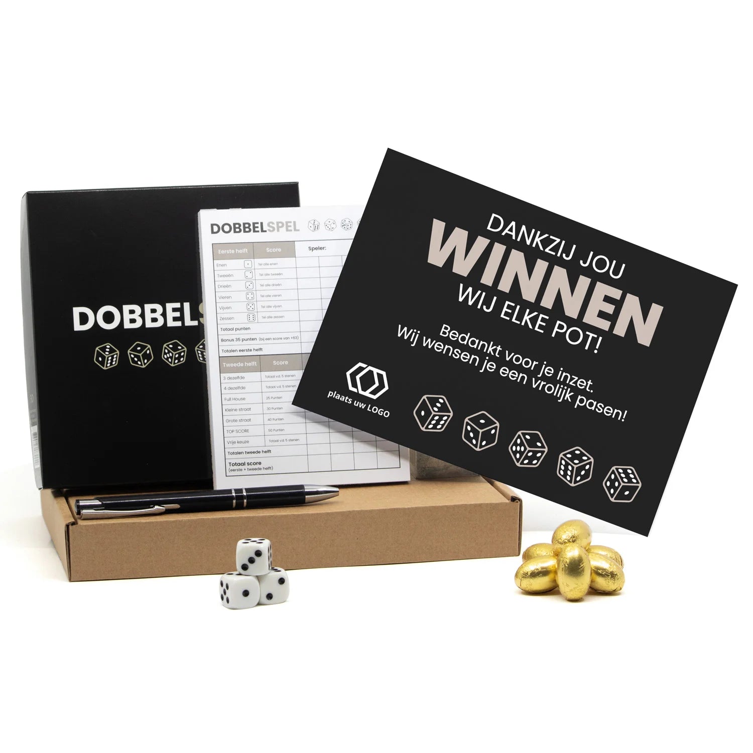 Dobbelspel met paaseitjes in doosje - Pasen - Bedankjes.nl