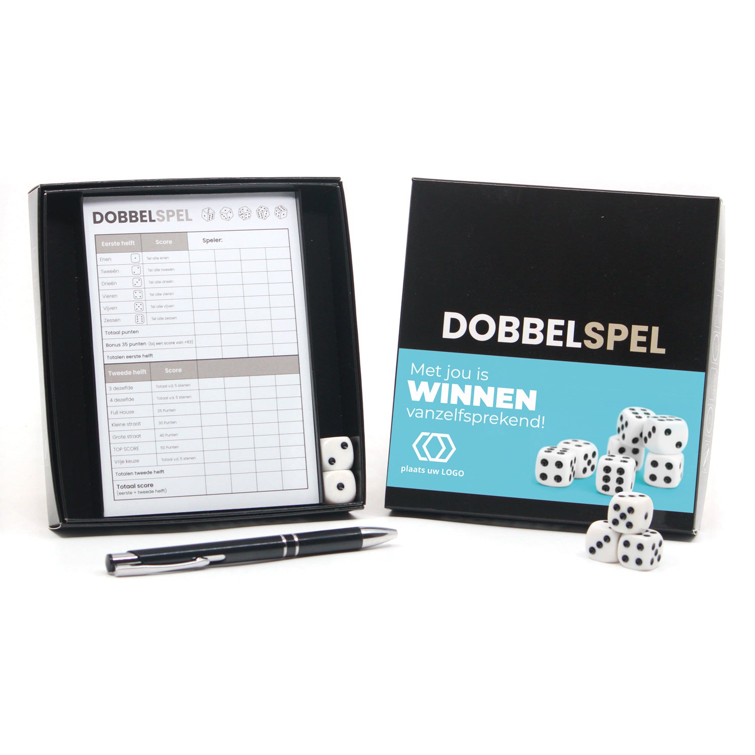 Dobbelspel met eigen sleeve - Leraar - Bedankjes.nl