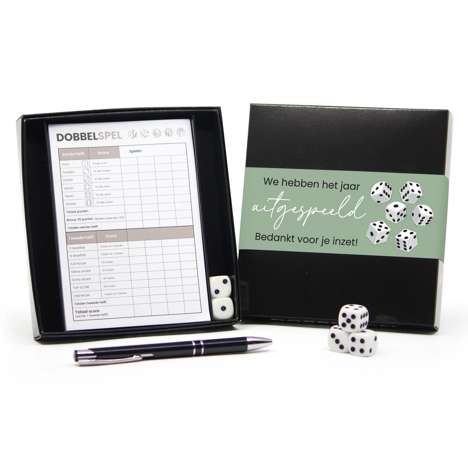 Dobbelspel met eigen sleeve - Kerst - Bedankjes.nl