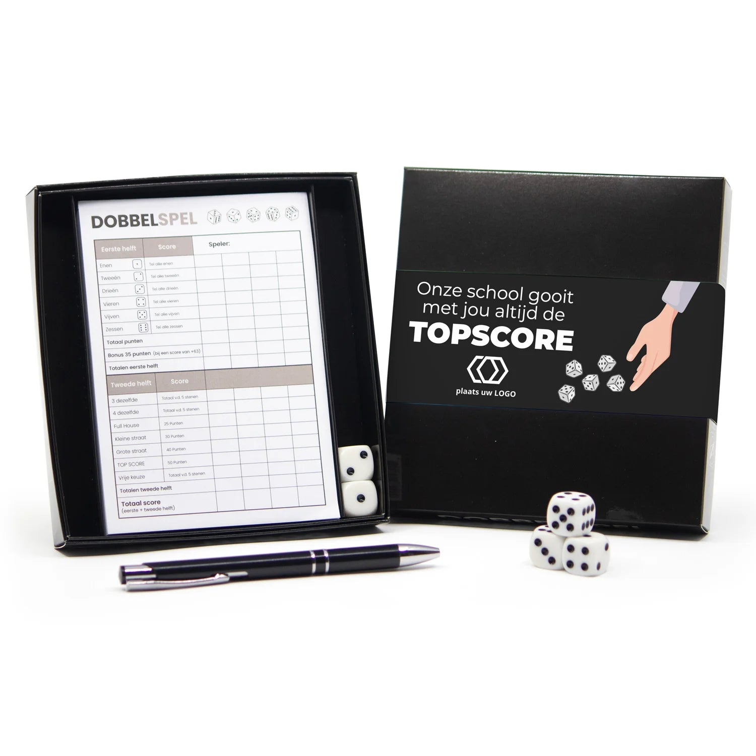 Dobbelspel met eigen sleeve - Leraar - Bedankjes.nl