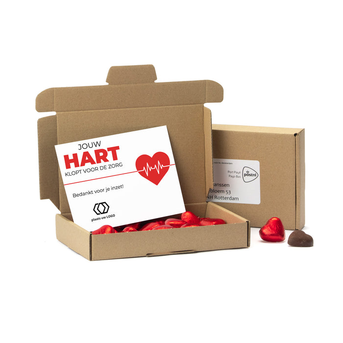 Maildoosje met chocoladehartjes - Verpleging Maildoosje met chocoladehartjes - Verpleging