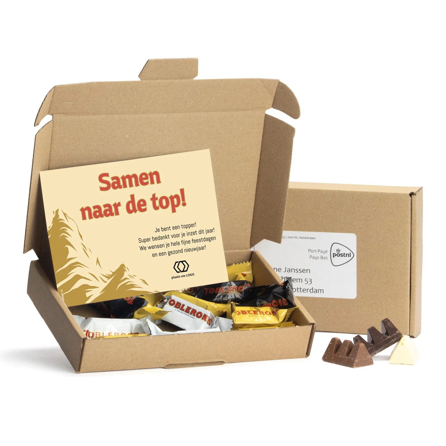 Maildoosje met Toblerone chocolade - Kerst - Bedankjes.nl