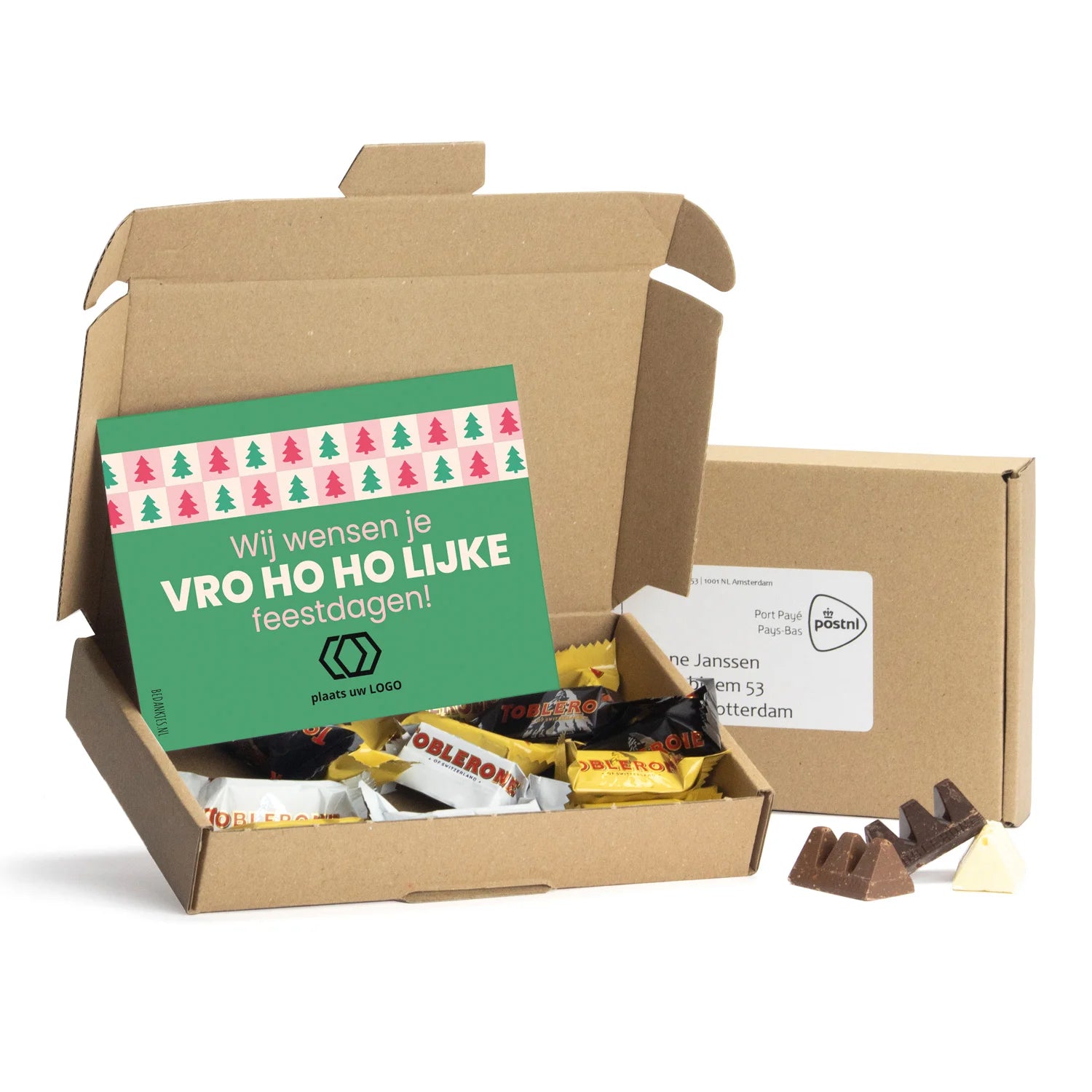Maildoosje met Toblerone chocolade - Kerst - Bedankjes.nl